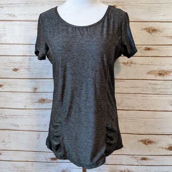 GAIAM Tops - 🍋5 FOR $25🍋 GAIAM ENERGY Grey Ruched Yoga Tee